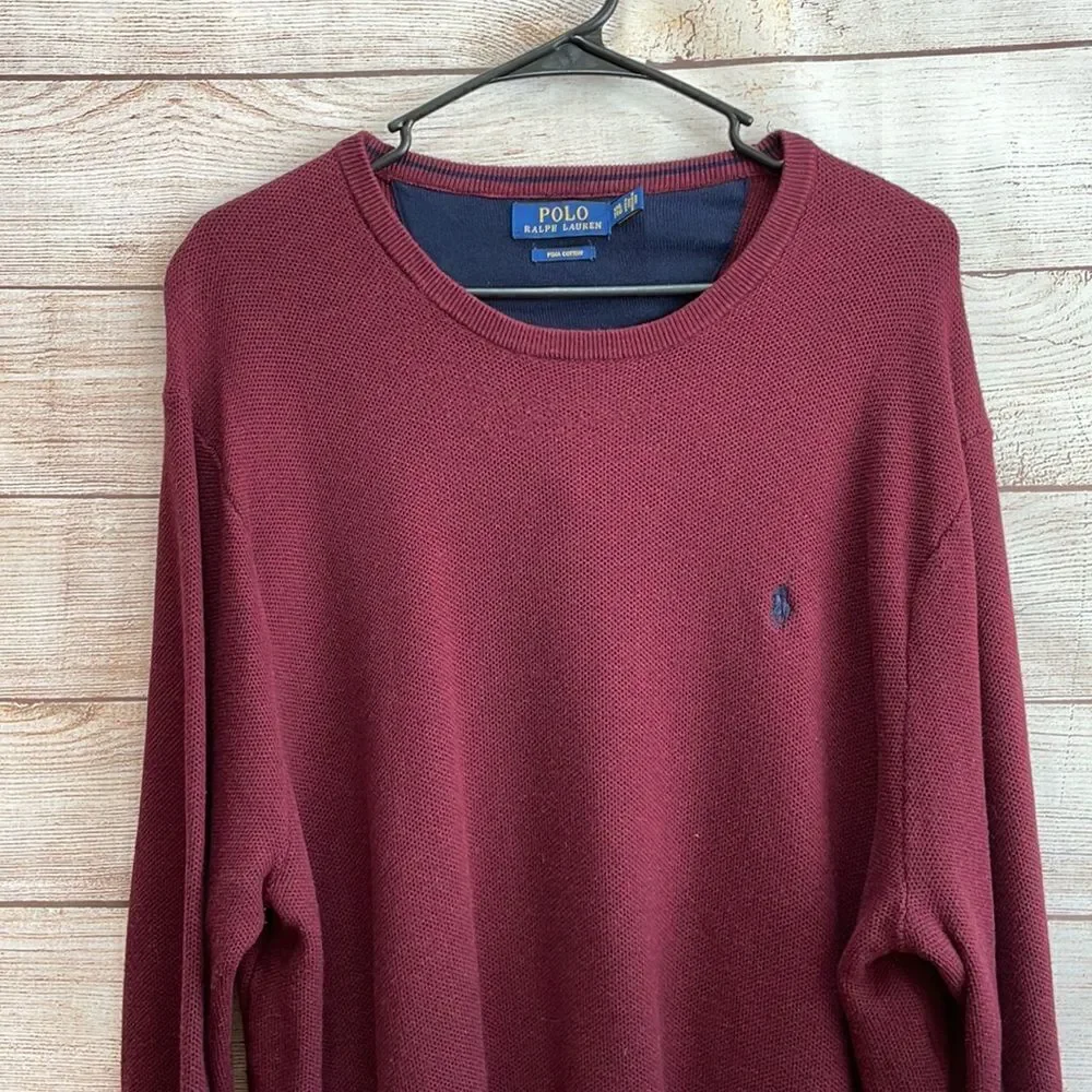 POLO BY RALPH LAUREN CREW‎ NECK SWEATER IN BURGUNDY